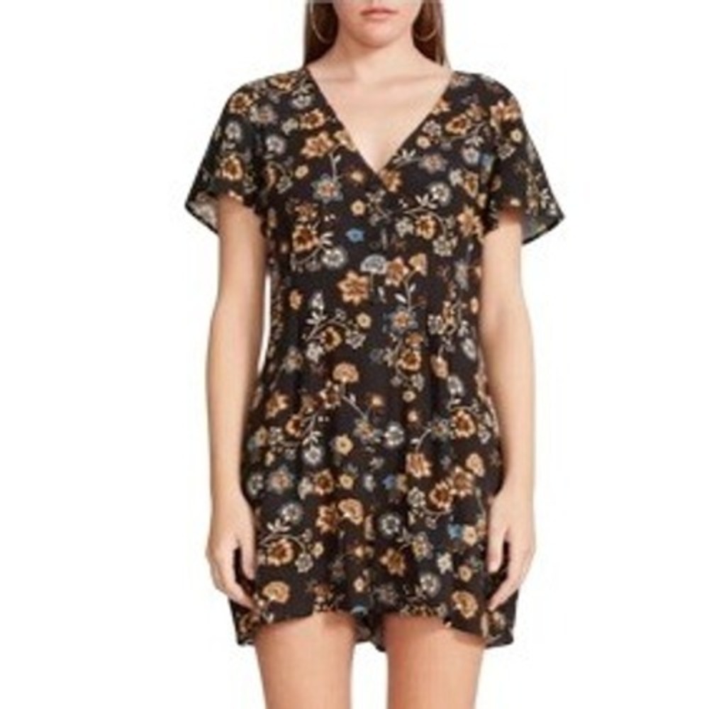 BB Dakota Steve‎ Madden Navy Floral Button Front Romper BM13201R Large
